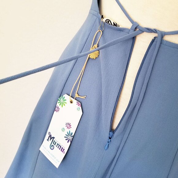 NEW Show Me Your Mumu Victoria Mini Dress Crisscross Laced Up Back Blue M $140 - Picture 10 of 13